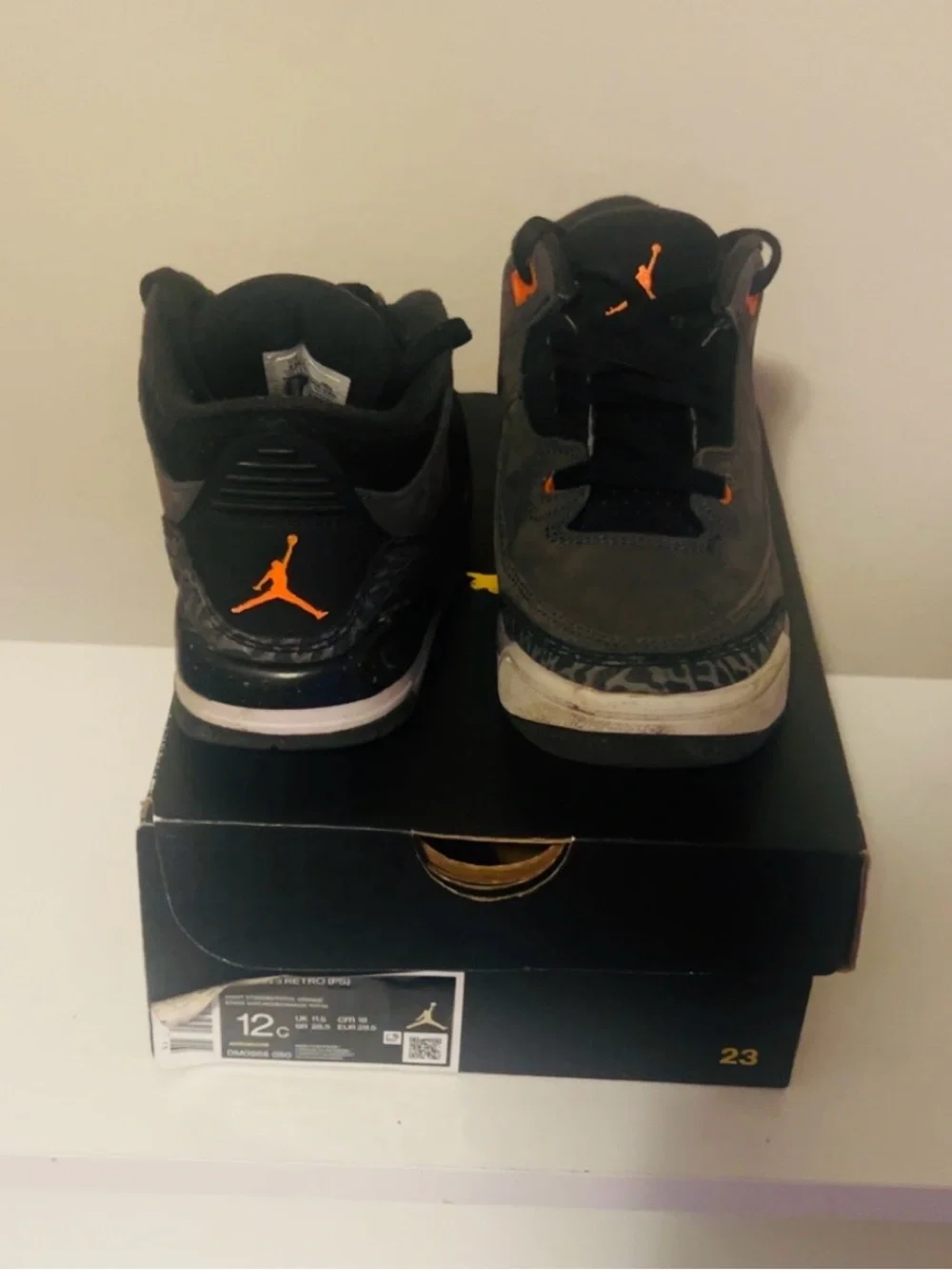 Little Boys Jordan 3 Retro “Fear Pack” 12c w Box
